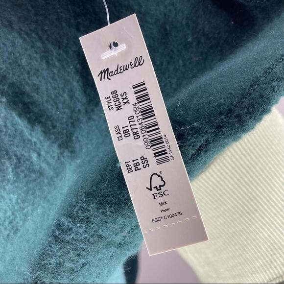 NWT MADEWELL MWL Betterterry Relaxed Turtleneck Sweatshirt Spruce Green XXS - Picture 3 of 5